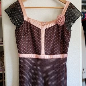 Chocolate/Pink Polka Dot Dress NWOT